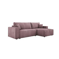 ECKSOFA POSO XL UNIVERSAL, Schlaffunktion und Lattenrost - L-Form, Cord, Federung auf Wellfedern, 274x143x83 cm, Rechts Pink - Pink, Holz/Textil (277/143cm) - DomoHome
