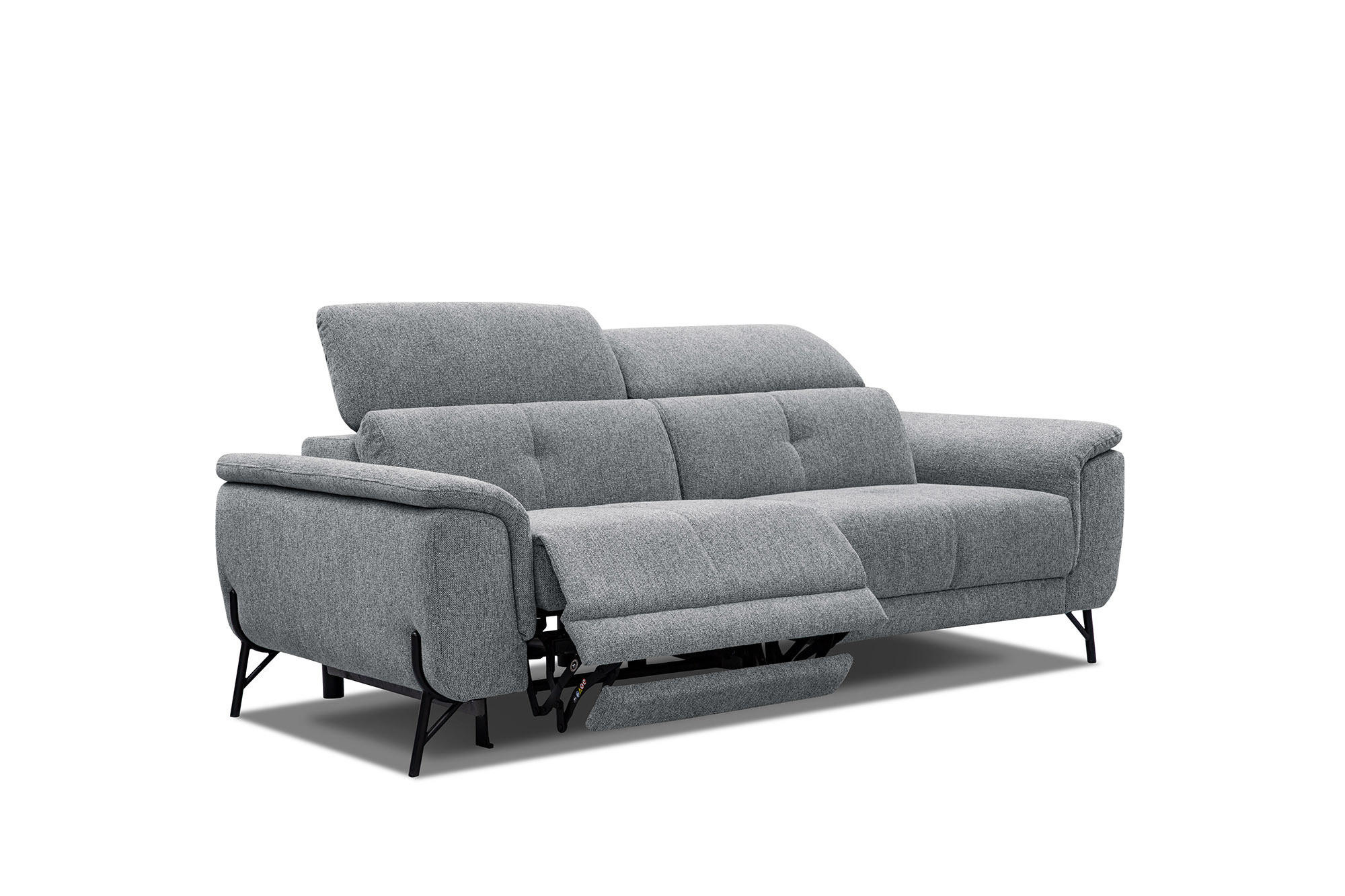 SOFA AVENA 3-Sitzer mit 1 Relaxfunktion, grau - Grau, Holzwerkstoff/Textil (204/80/108cm) - Courtois Laville