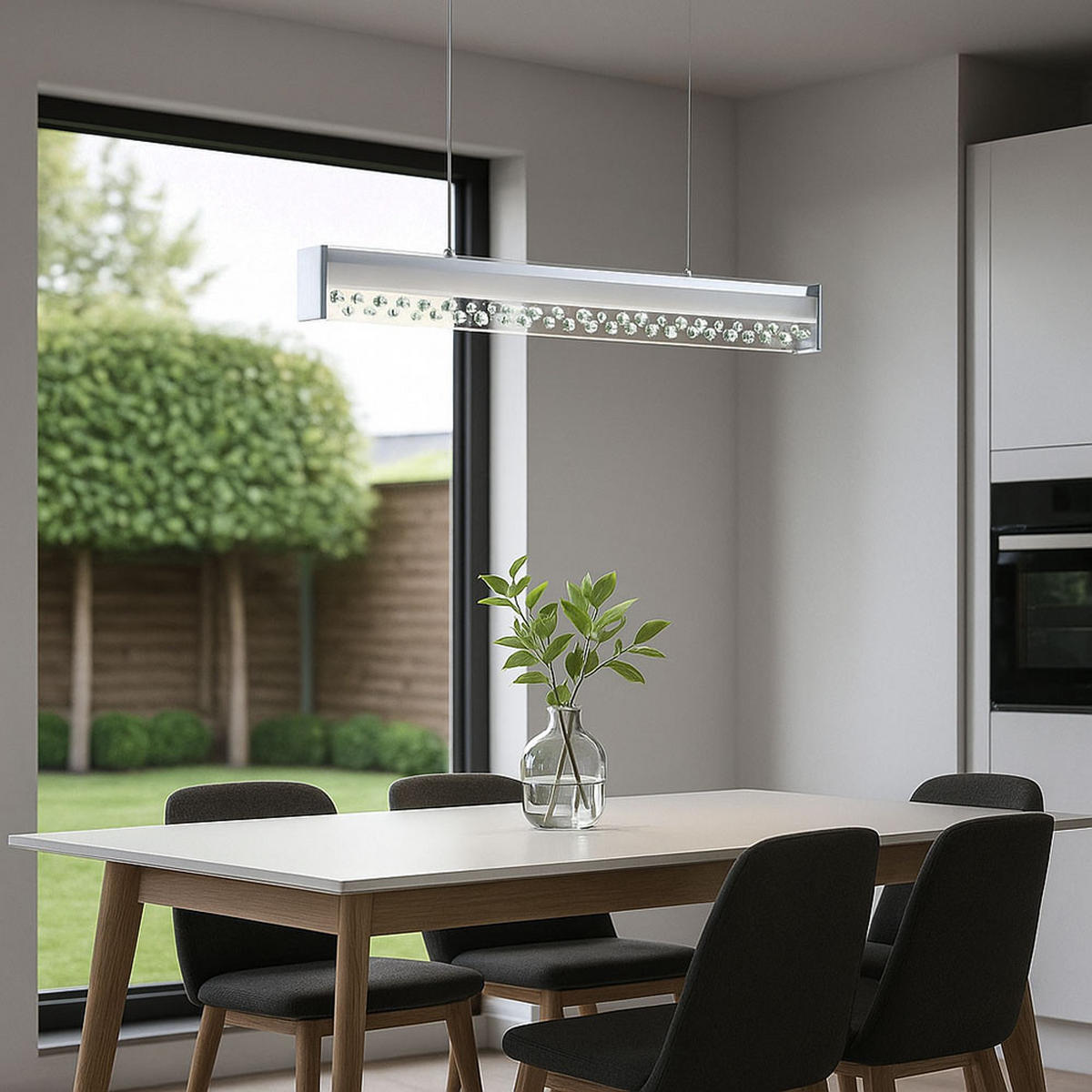 LED HÄNGELEUCHTE Glas Kristall Silber - Silberfarben, Glas (66/6.5/110cm)