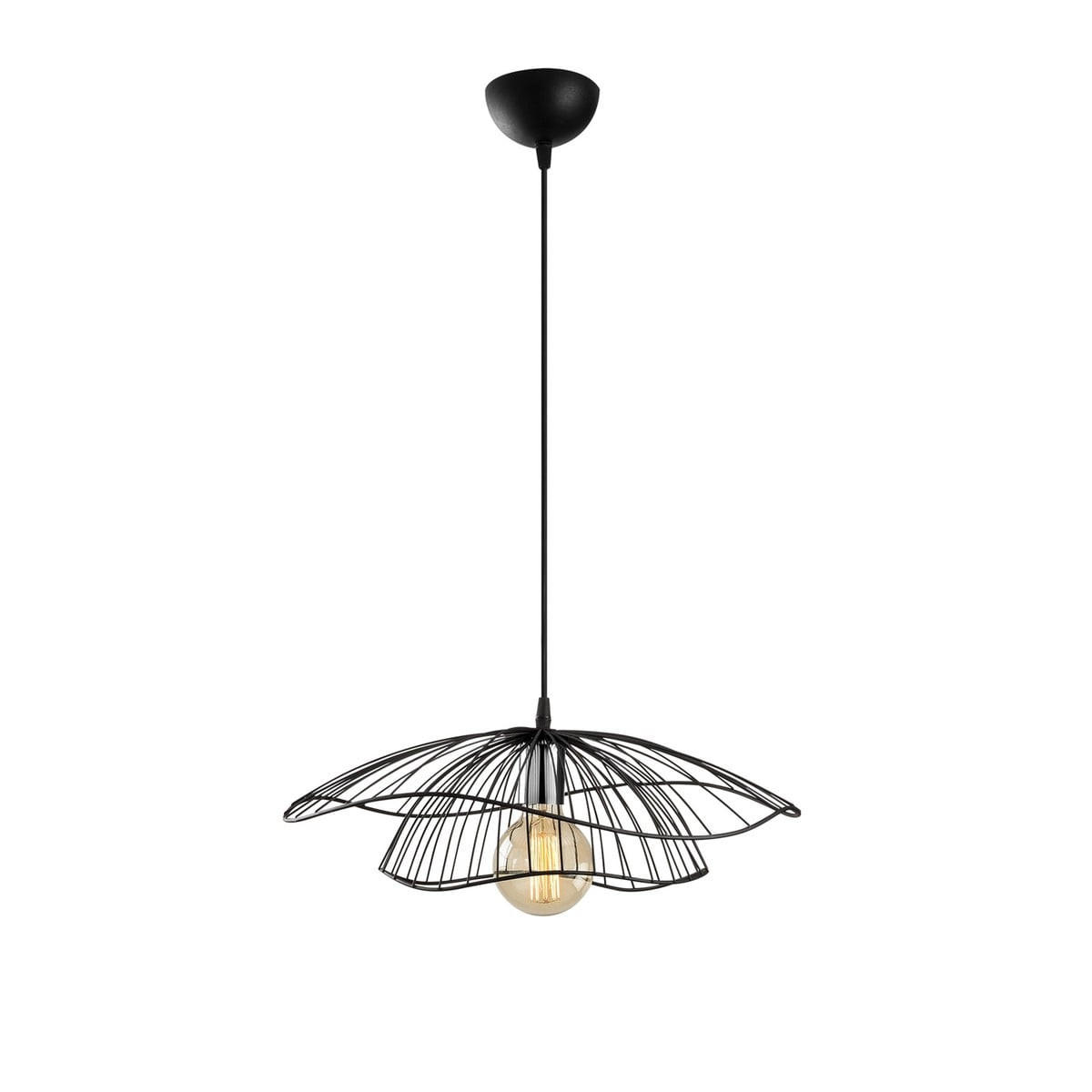 DRAHT-PENDELLEUCHTE aus metall - fleur 50/50/111 cm - Schwarz, Metall (35/50/111cm) - Calicosy
