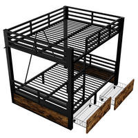 ETAGENBETT 140/200 cm DE-32600 mit Schubladen und Sicherheitsgeländer Schwarz - Schwarz, Metall (140/200cm) - ComfortXL
