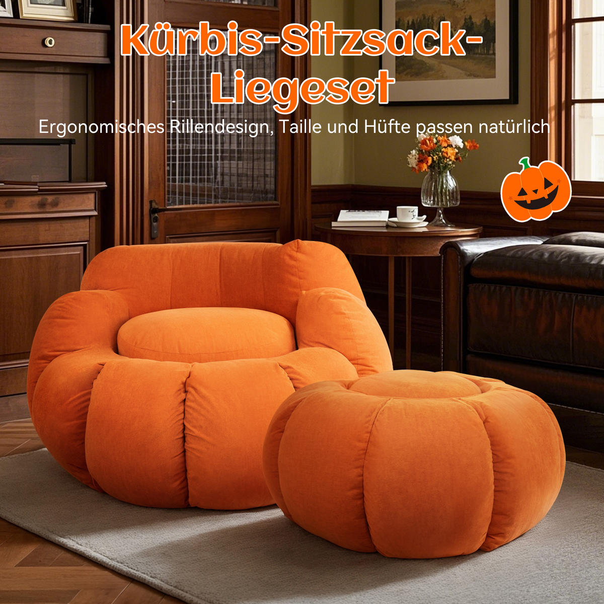 KÜRBIS-BEISTELLTISCH Halloween-Stil orange - Orange, Textil (85/85/43cm) - Vercart
