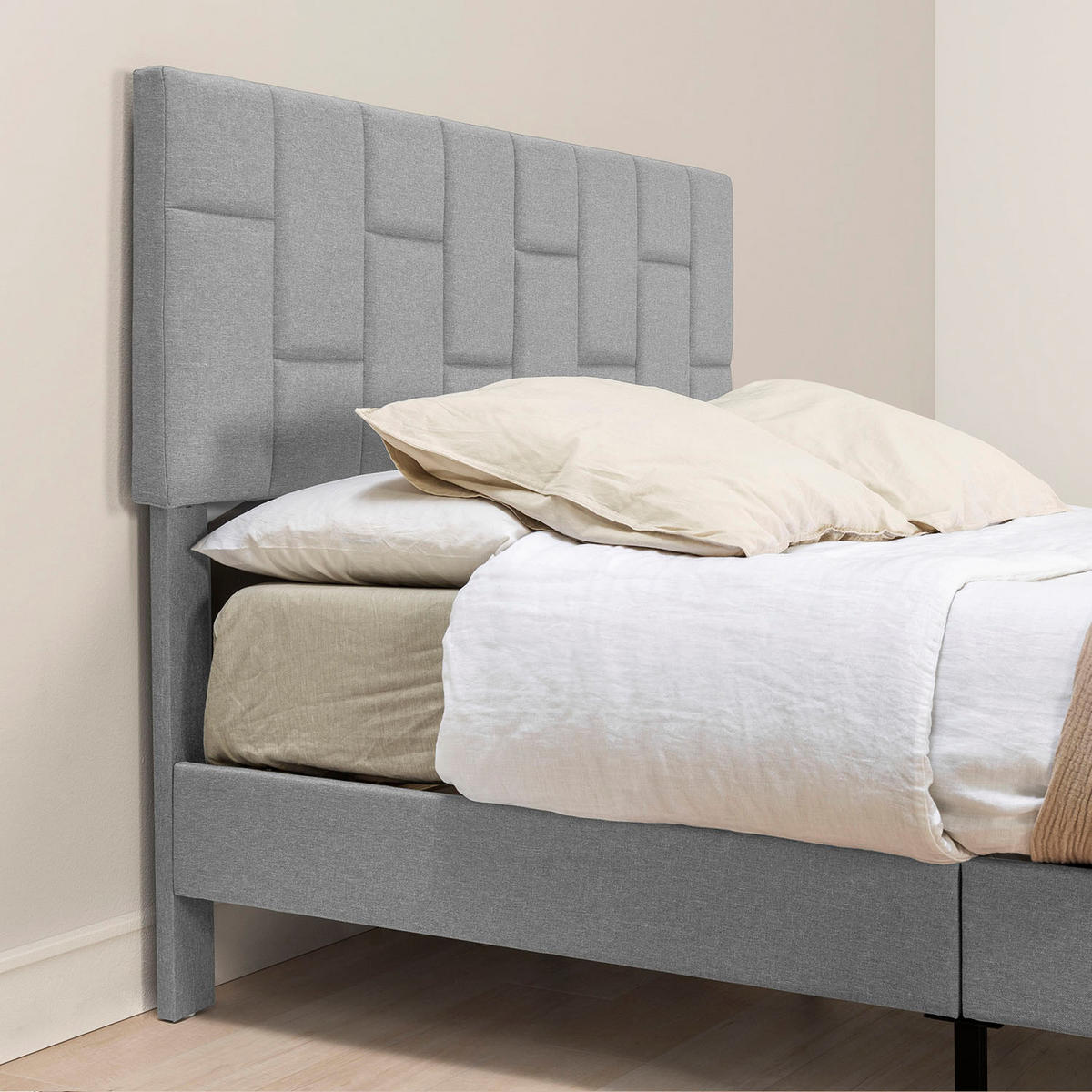 POLSTERBETT 90x190 cm Sorni, Hellgrau - Hellgrau, Textil (195/98/113cm) - VS Venta-stock