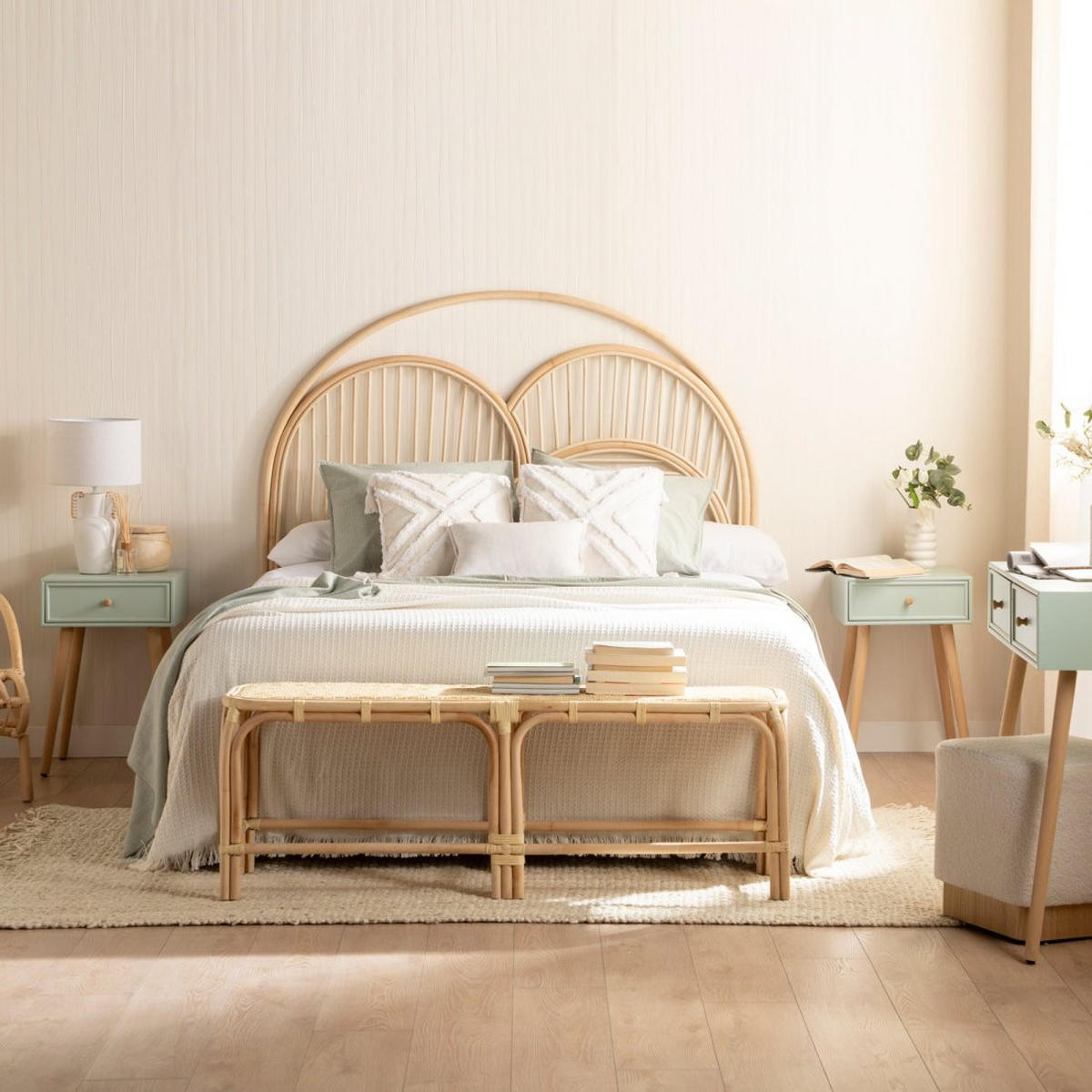 NACHTTISCH MIT 1 SCHUBLADE Tai Grün 40 cm x 61 cm - Grün, Holzwerkstoff (40/61/36cm)