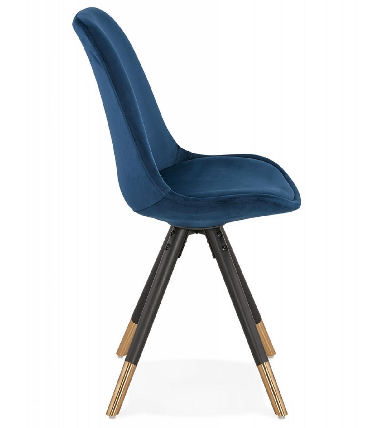 STUHL Stoffbezug Holzgestell mit Goldakzenten, Blau 48x56x83 cm - Blau/Schwarz, Holz/Buchenholz (48/83/56cm) - KADIMA DESIGN
