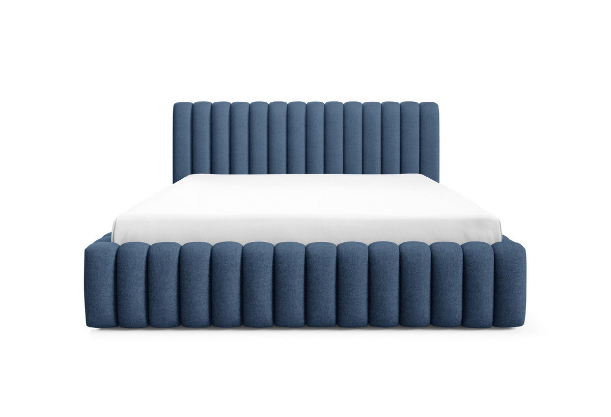POLSTERBETT BLIVIO 180x200 cm,mit Bettkasten,Lattenrost,Doppelbett,Boxspringbett-Optik-Blau - Dunkelblau, Holz (180/200cm) - Furnistar