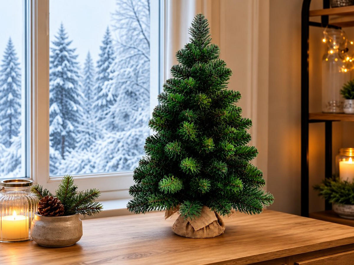 WEIHNACHTSBAUM künstlich Narnie in Blumentopf 60cm, Tannenbaum Christbaum Kunstbaum Dekobaum - Grün, Kunststoff/Stein (38/60cm) - LAALU