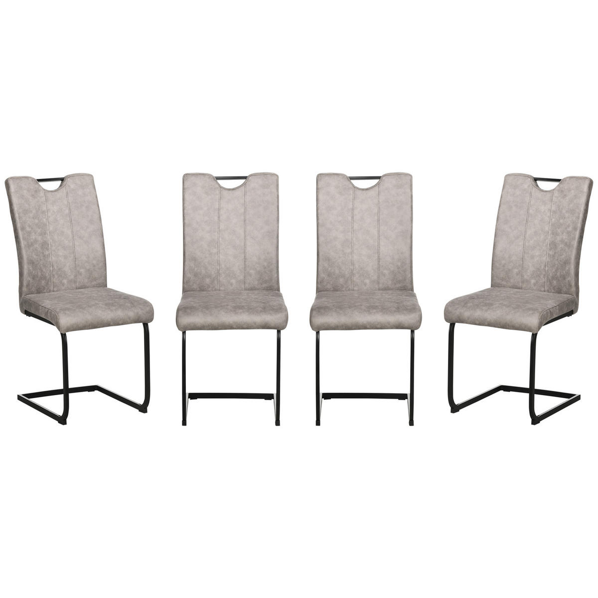 ESSZIMMERSTÜHLE 4er-Set DE-13200 Mikrofaser Grau - Braun, Metall (58.5/99.5/43cm) - ComfortXL