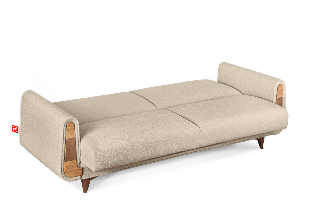 3-SITZER-SCHLAFSOFA GUSTAVO mit Armlehnen, creme - Creme/Braun, Holz/Holzwerkstoff (230/98/98cm) - KONSIMO®
