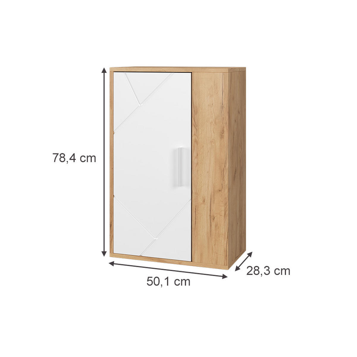 NÁSTĚNNÁ SKŘÍŇKA Berno Zlatá síla dub/bílá - medově dubová, kompozitní dřevo (50.1/78.4/28.3cm) - Vicco