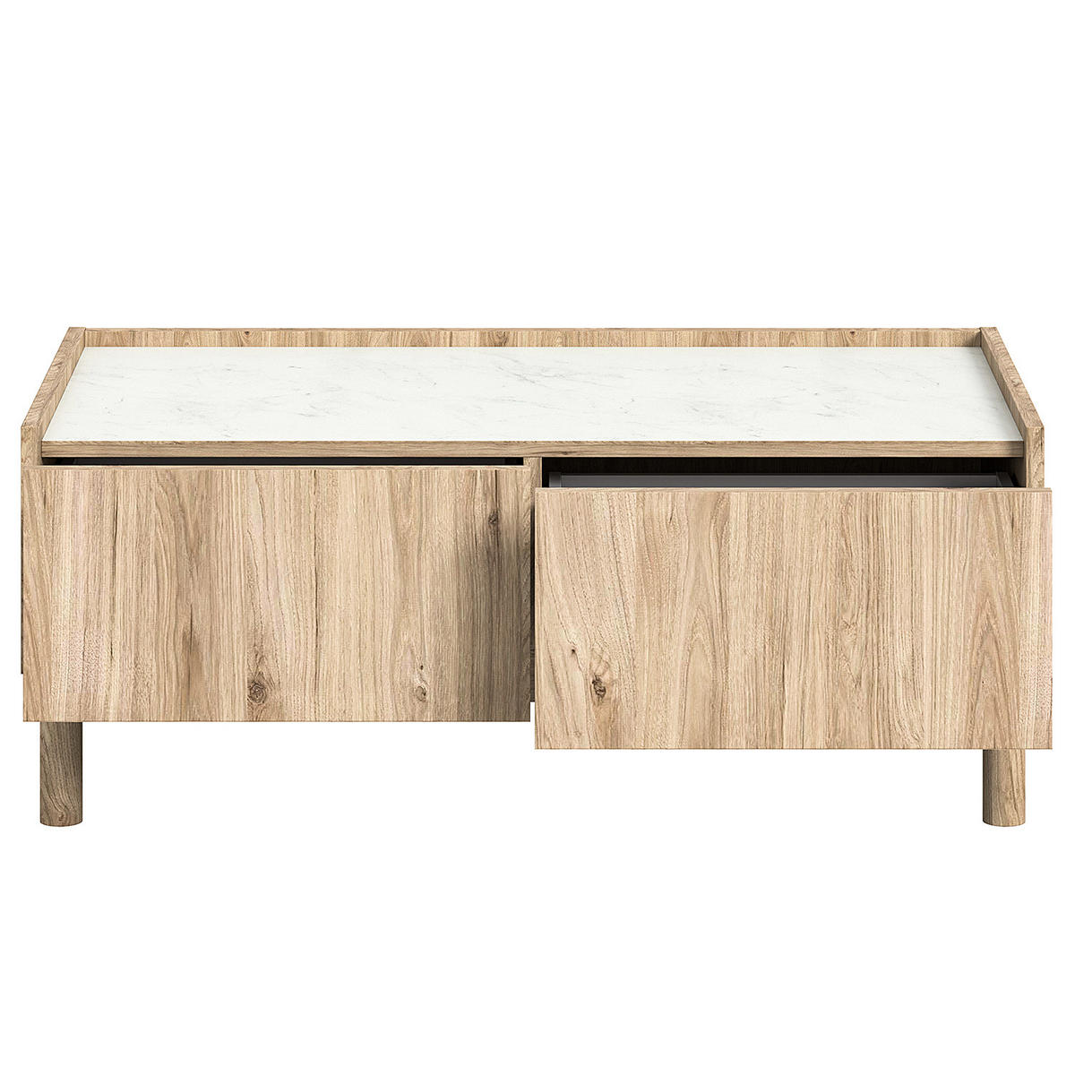 COUCHTISCH - Marmor Weiß Dekor / Eiche Hickory Dekor - Weiß, Holzwerkstoff (54/100/40cm) - home24