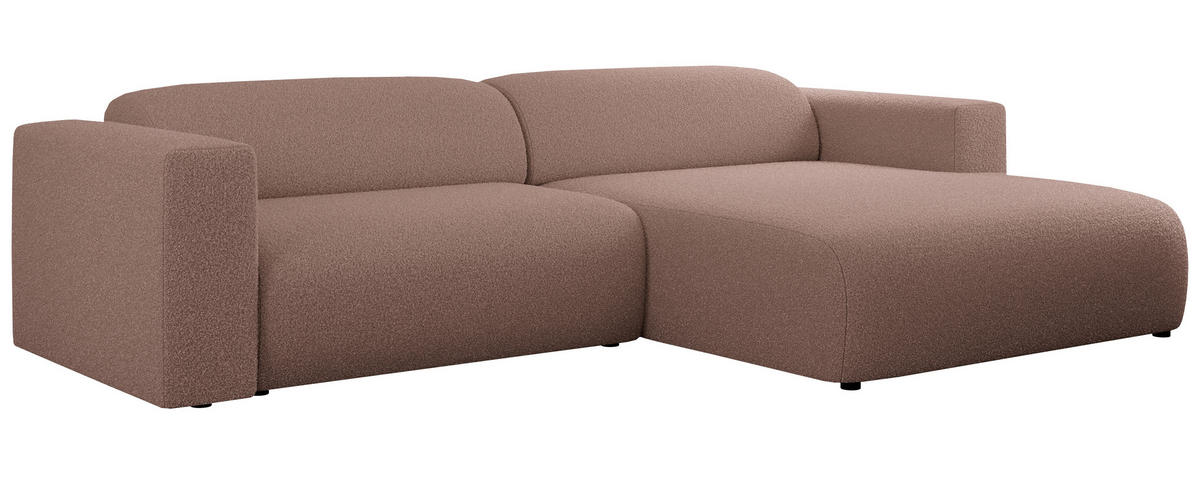 ECKSOFA PASADENA Rosa Bouclé - Rechts Seite - Schwarz/Rosa, Kunststoff/Textil (180/288cm) - MKS