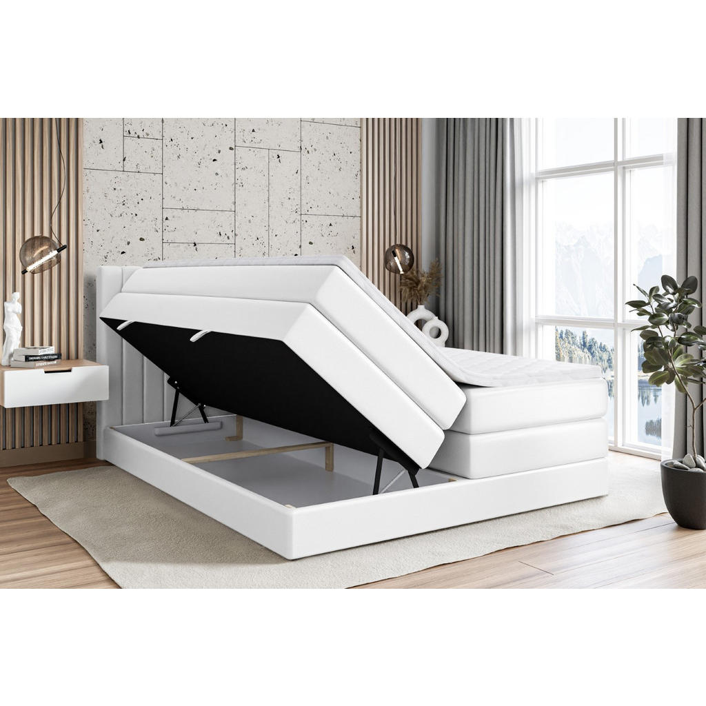 Thumbnail - Altdecor Boxspringbett, Weiß Hochglanz, Holzwerkstoff, Höhe ca. 20 cm, 120x200 cm, Schlafzimmer, Betten, Boxspringbetten