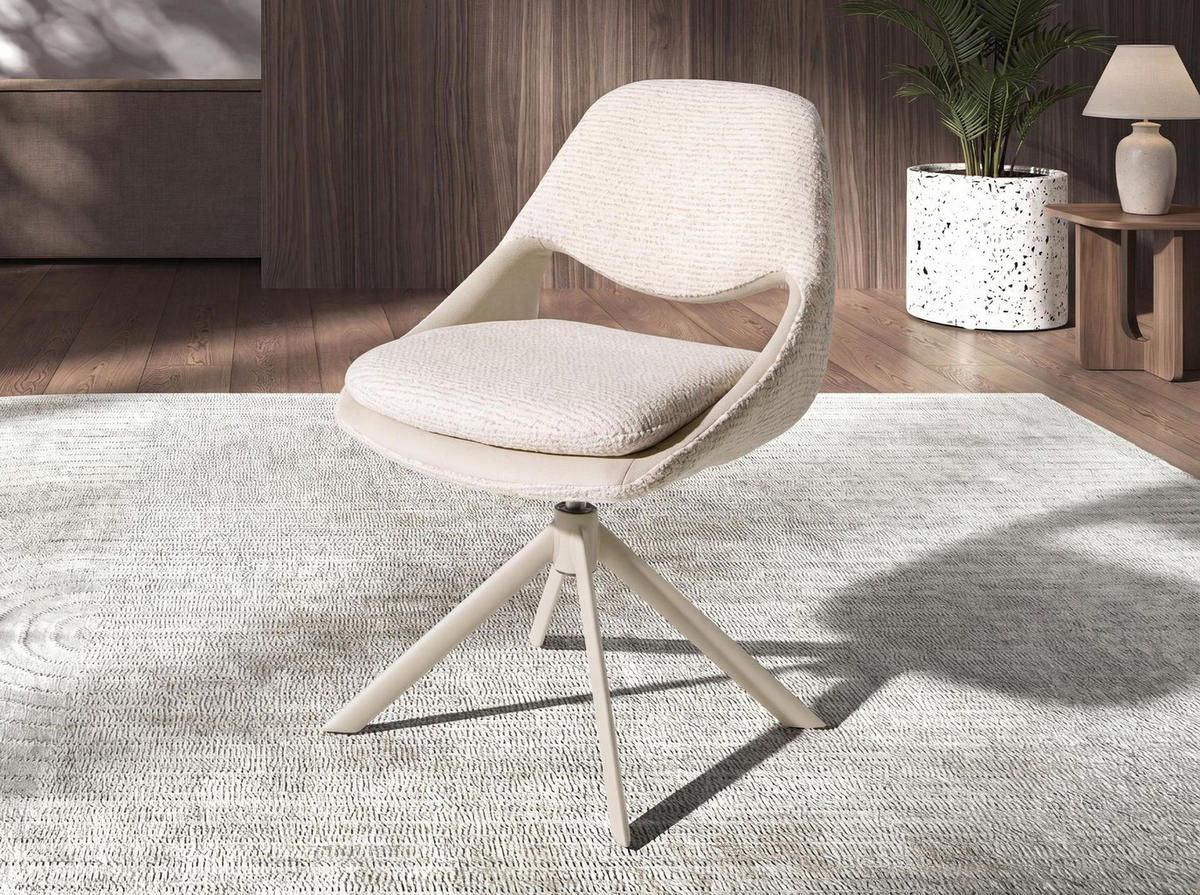 STUHL aus Stoff in Off-White und Creme 54/66/85 cm - Ecru/Creme, Textil/Metall (54/85/66cm) - ANGEL CERDA
