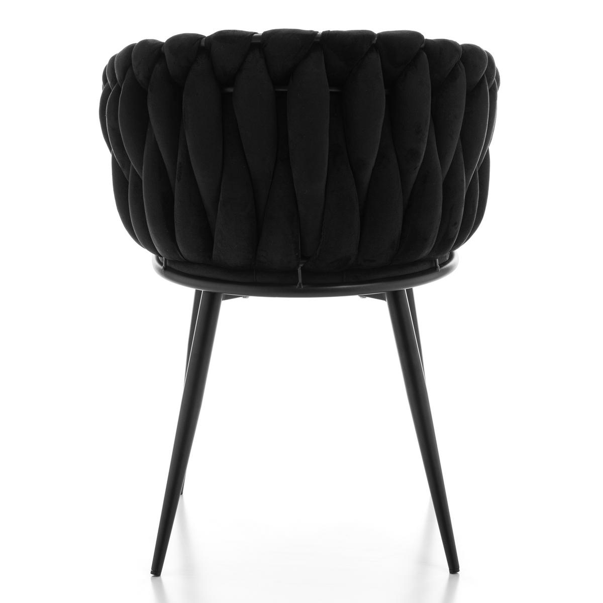 STUHL LATINA gepolstert mit Steppung - schwarz - Samt Velours - Schwarz, Textil/Metall (60/83/55cm) - NEW HOME