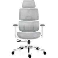 BÜROSTUHL mit Netzrücken und Lendenwirbelstütze Weiß - Grau, Textil (68/130/68cm)