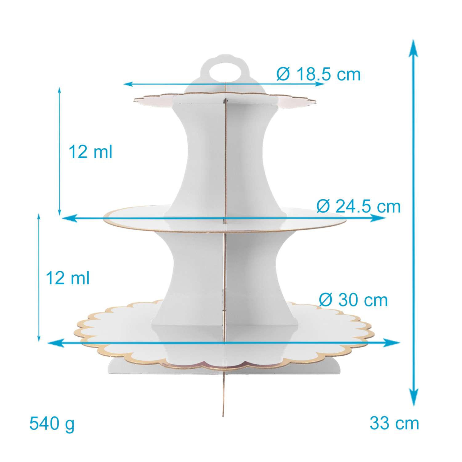 TORTENSTÄNDER aus Karton - Weiß, Kunststoff (30/33/30cm) - Intirilife