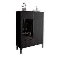 GLASVITRINE LUMI, Schwarz - Schwarz, Holzwerkstoff (103/130/41cm) - Lookway