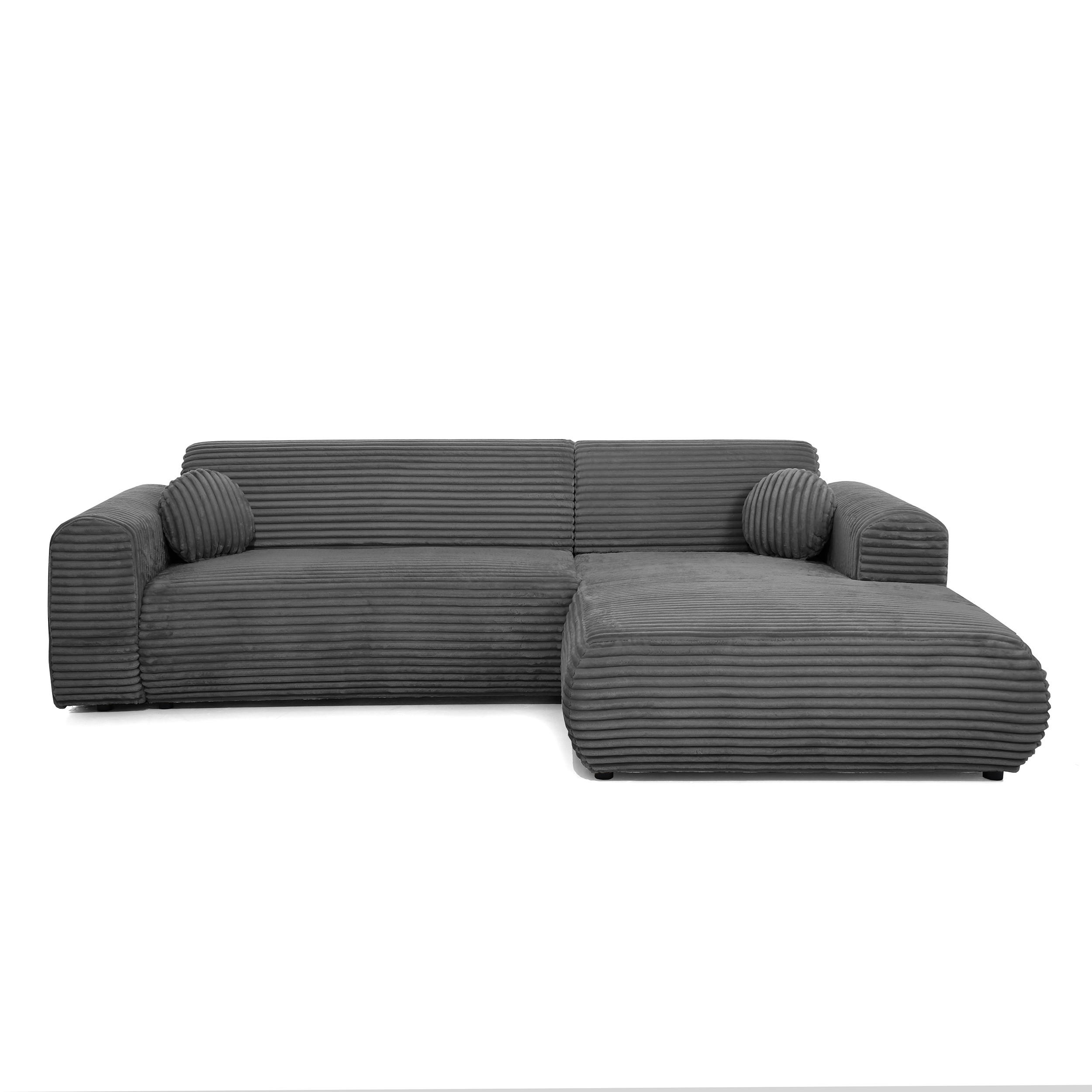 ECKSOFA Puerto, ohne Schlaffunktion, Dunkelgrau, rechts - Dunkelgrau/Schwarz, Textil (269/170cm) - Beautysofa