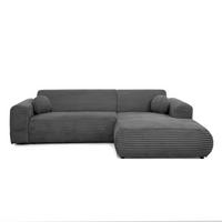 ECKSOFA Puerto, ohne Schlaffunktion, Dunkelgrau, rechts - Dunkelgrau/Schwarz, Textil (269/170cm) - Beautysofa