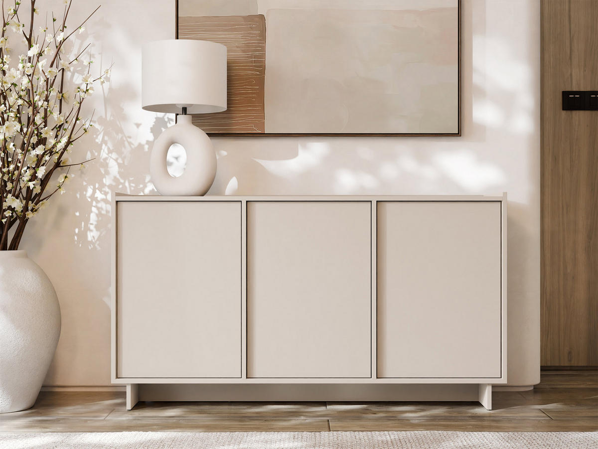 SIDEBOARD Yasumi K147 - Kaschmir/Schwarz, Holzwerkstoff/Kunststoff (147/82/39cm) - MIRJAN24