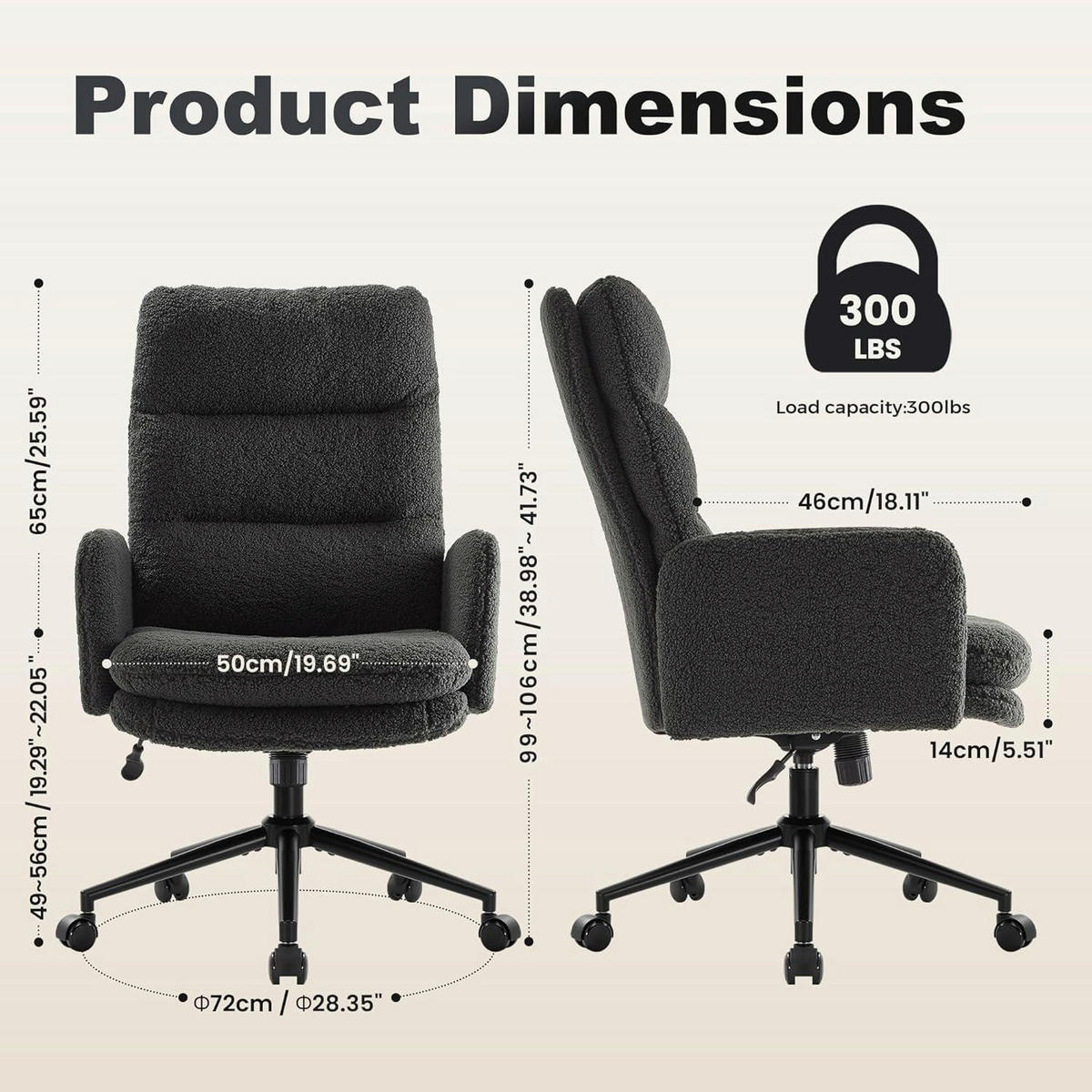 BÜROSTUHL mit Rollen Dunkelgrau - Anthrazit, Textil (72/106/72cm)