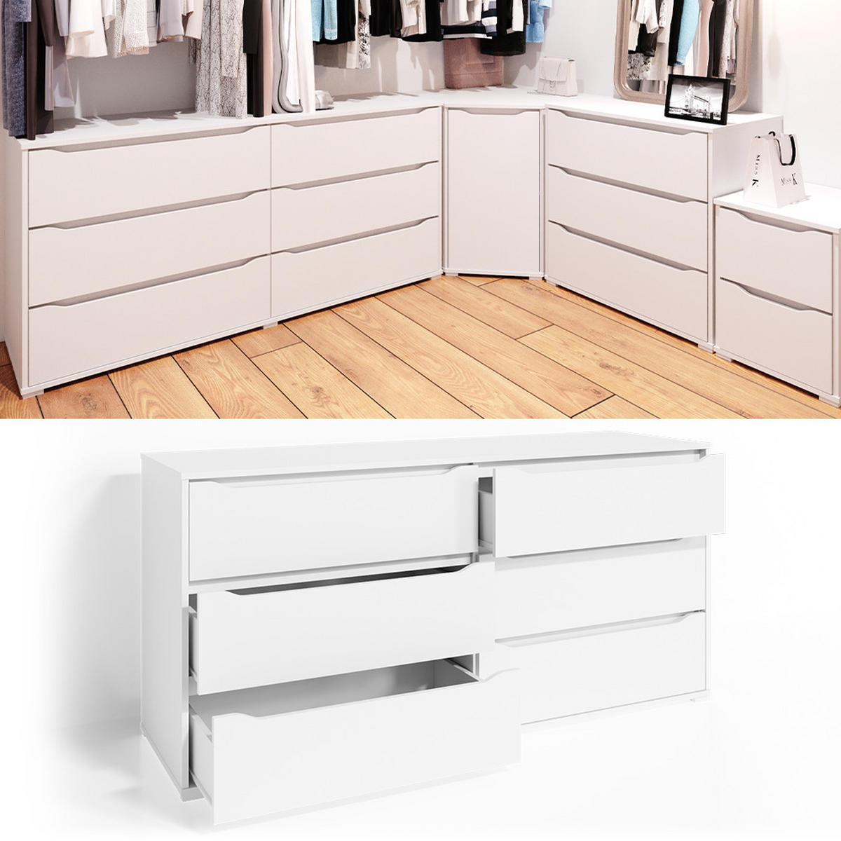KOMMODE Ruben Weiß 160 x 77.6 cm - Weiß, Holzwerkstoff (48/77.6/160cm) - Vicco
