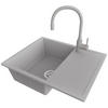 GRANITSPÜLE Ibiza, 2-er set Grau 62/50 cm 1 Becken + Küchenarmatur 38/14 cm + Ablauf-Set ab 45er Unterschrank - Chromfarben/Grau, Kunststoff (62/19/50cm) - Primagran