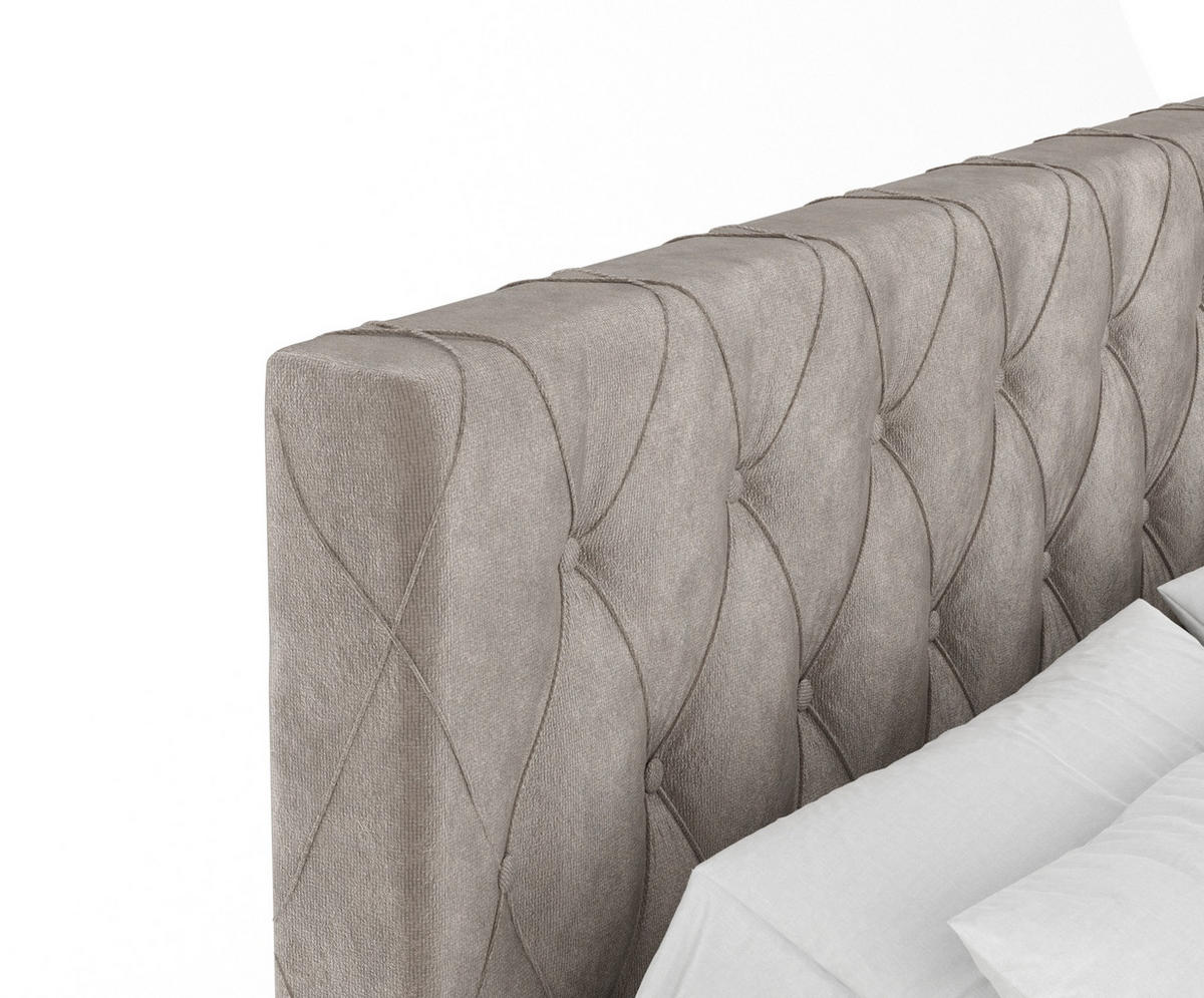 BOXSPRINGBETT Otus Taupe 140/200 cm mit Latex-Topper - Taupe/Silberfarben, Holz/Holzwerkstoff (140/200cm) - Maison de Reve