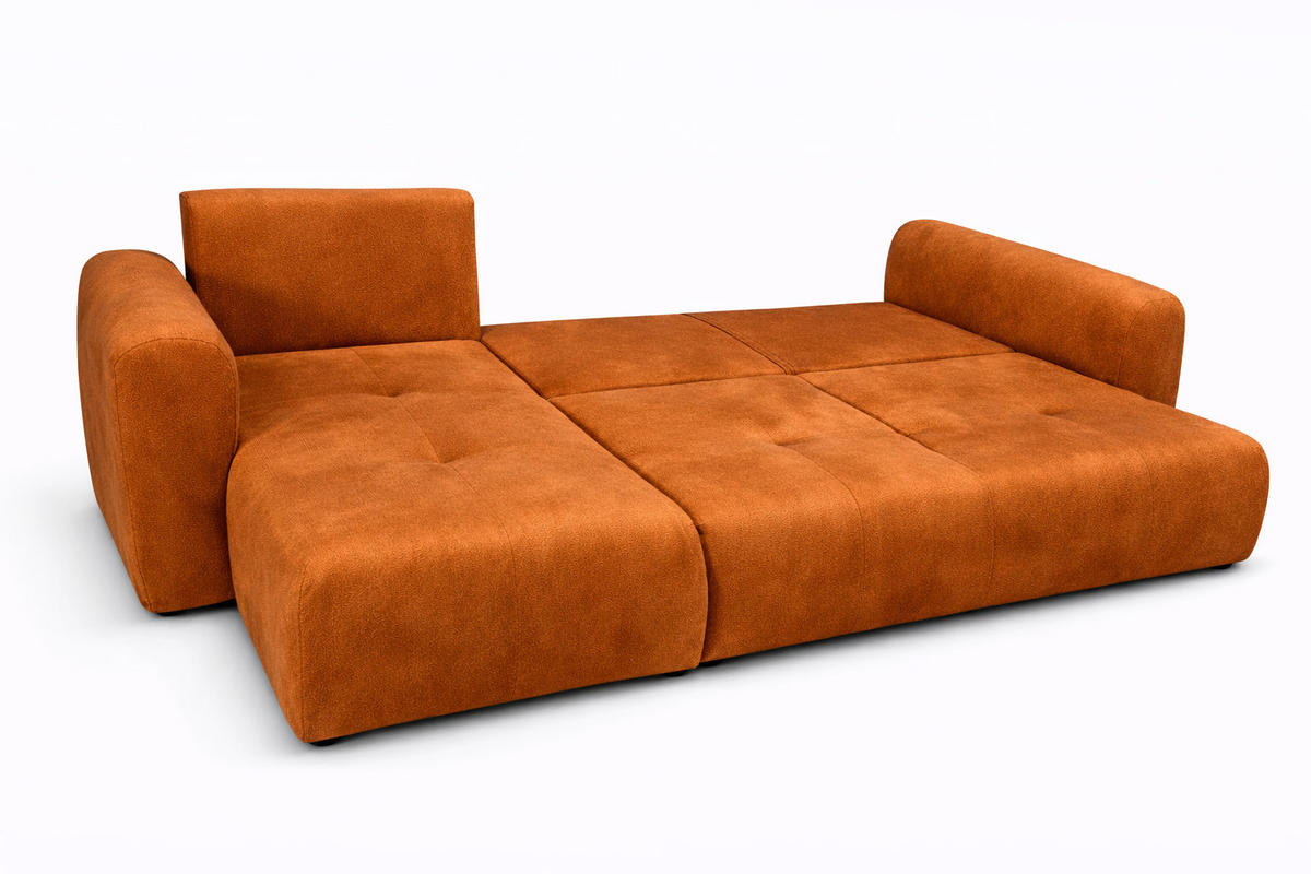 ECKSOFA Mit Schlaffunktion Und Bettkasten, Sofa L-Form Bingo L, Veloursstoff Salvador, Braun, Links - Braun, Holz (250/142cm) - Kaiser Möbel