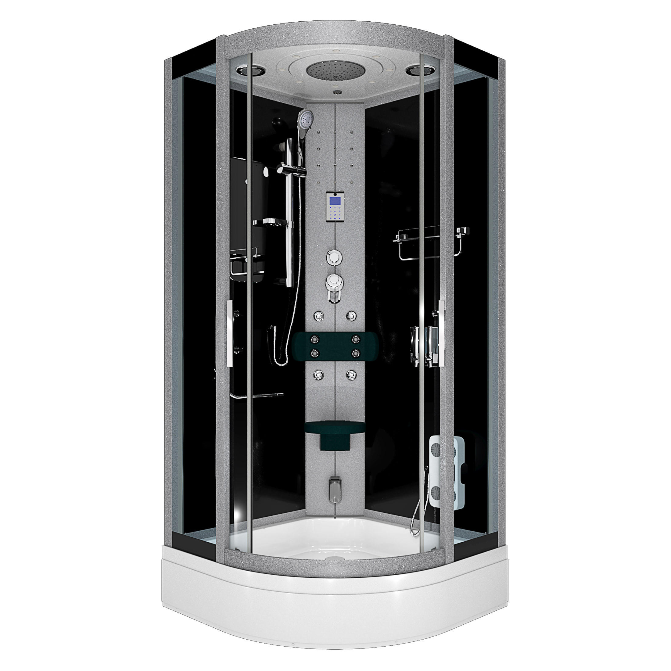 DAMPFDUSCHE Dusche D46-63T2 sw 100x100 - Schwarz, Glas/Kunststoff (100/100/225cm) - AcquaVapore by Sandra Jentho