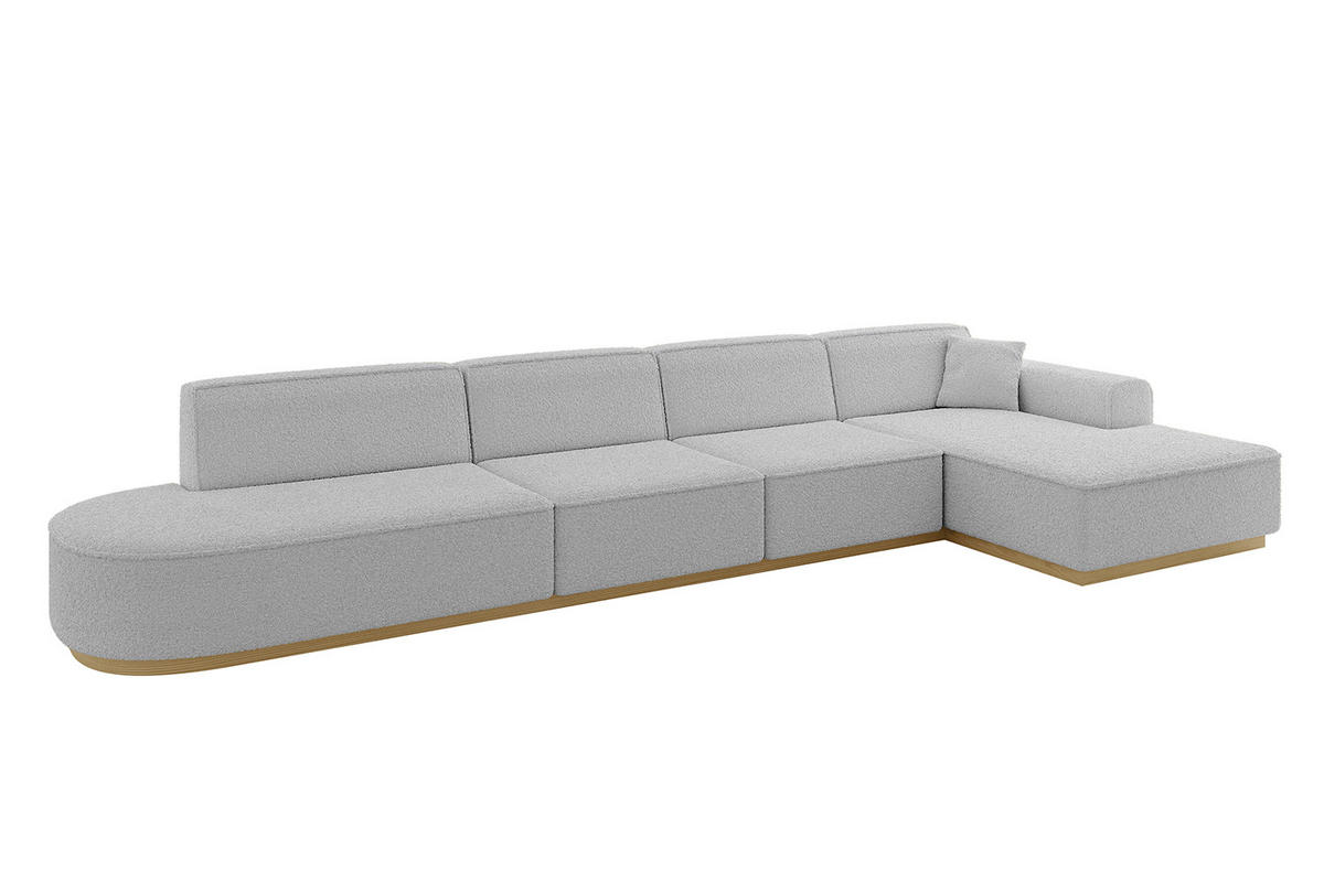 ECKSOFA Ottomane Rechts IREA-L3-v2 - 413x171x83 cm Hellgrau - Hellgrau, Holzwerkstoff/Textil (171/413cm) - ALTDECOR