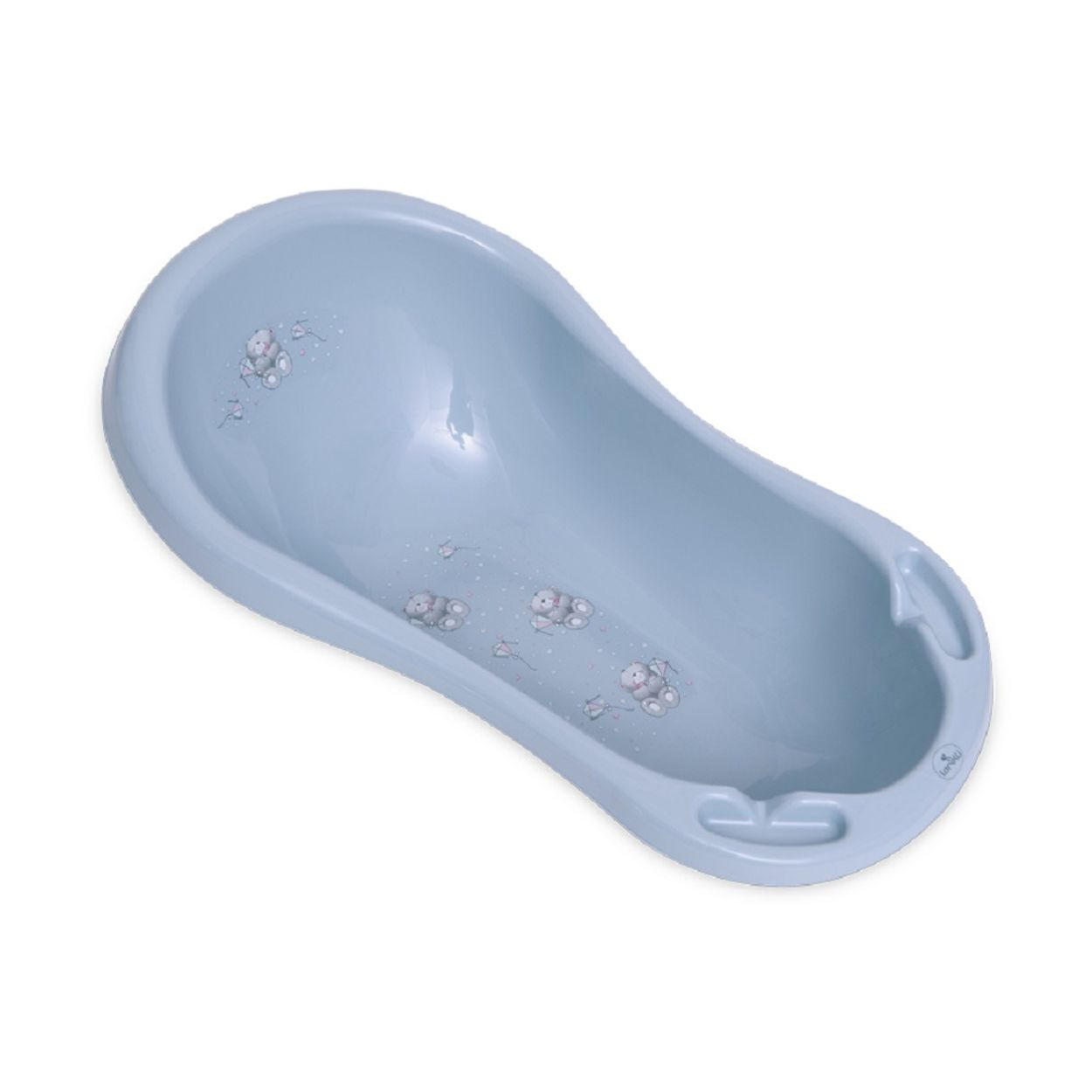 BABYBADEWANNE 84 cm lang, Ablagefächer grau hellblau ergonomische Form, ab Geburt - Hellblau, Kunststoff (48/83.5cm) - Lorelli