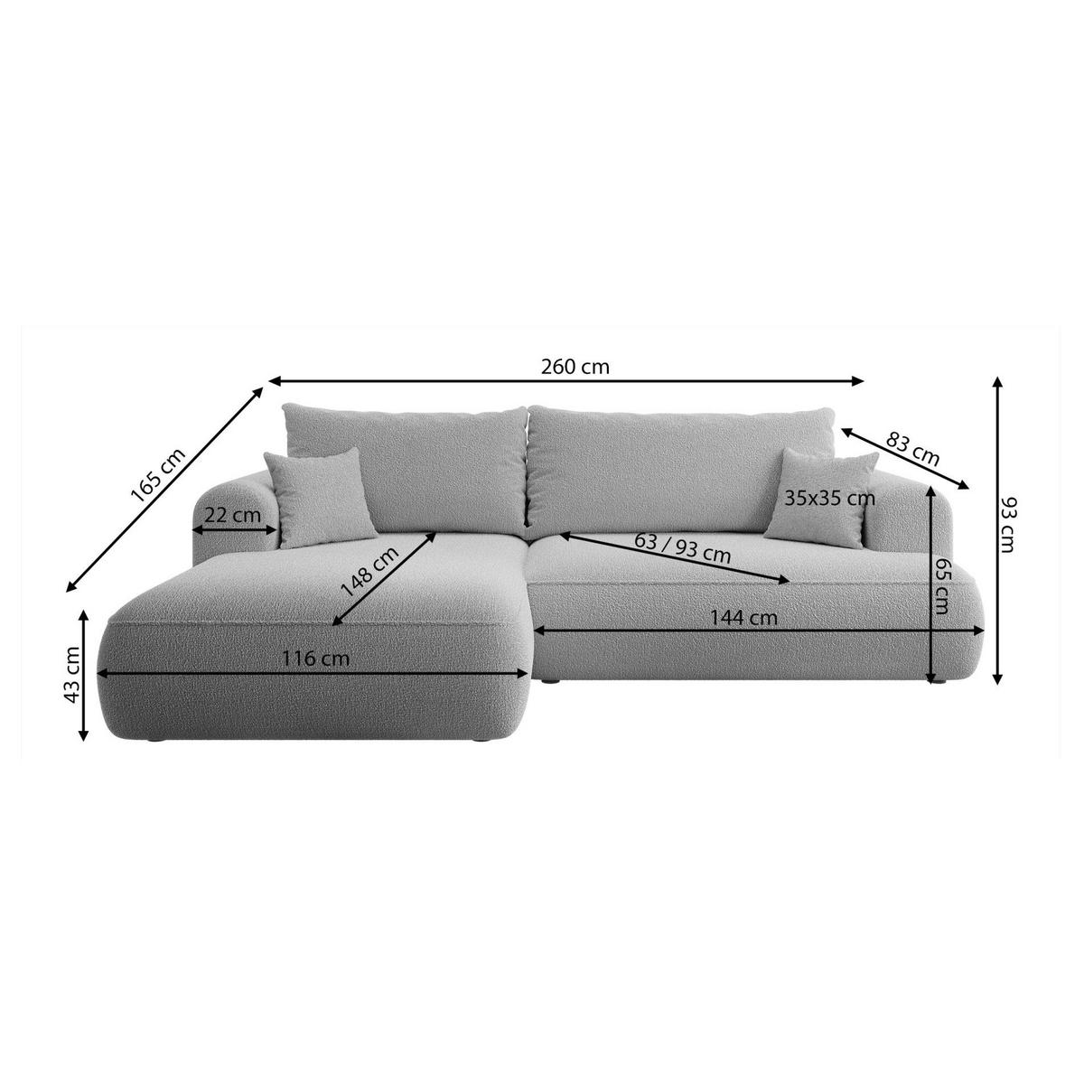 ECKSOFA Ovo Hellrosa mit wasserabweisendem Samtbezug - Hellrosa/Schwarz, Kunststoff/Textil (260/165cm) - Selsey