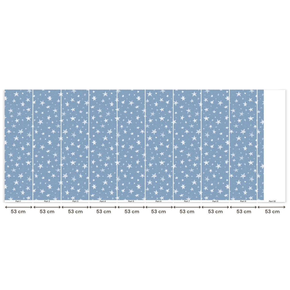 KINDERTAPETE - Sterne - Muster - Blau - 450x200 cm - Hellblau, Papier (450/200cm) - OnlyWow