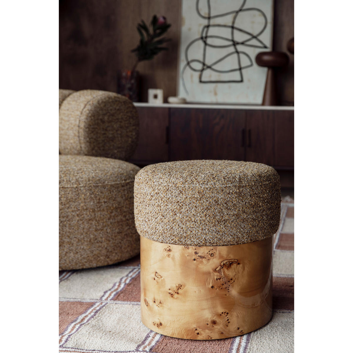 SITZHOCKER Burlin Braun - Braun, Holz (40/44/40cm) - Dutchbone