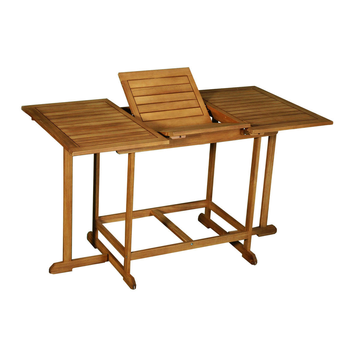 GARTENSET ausziehbarer Tisch + 4 Klappstühle Massivholz CARMEN - Naturfarben, Holz - Miliboo