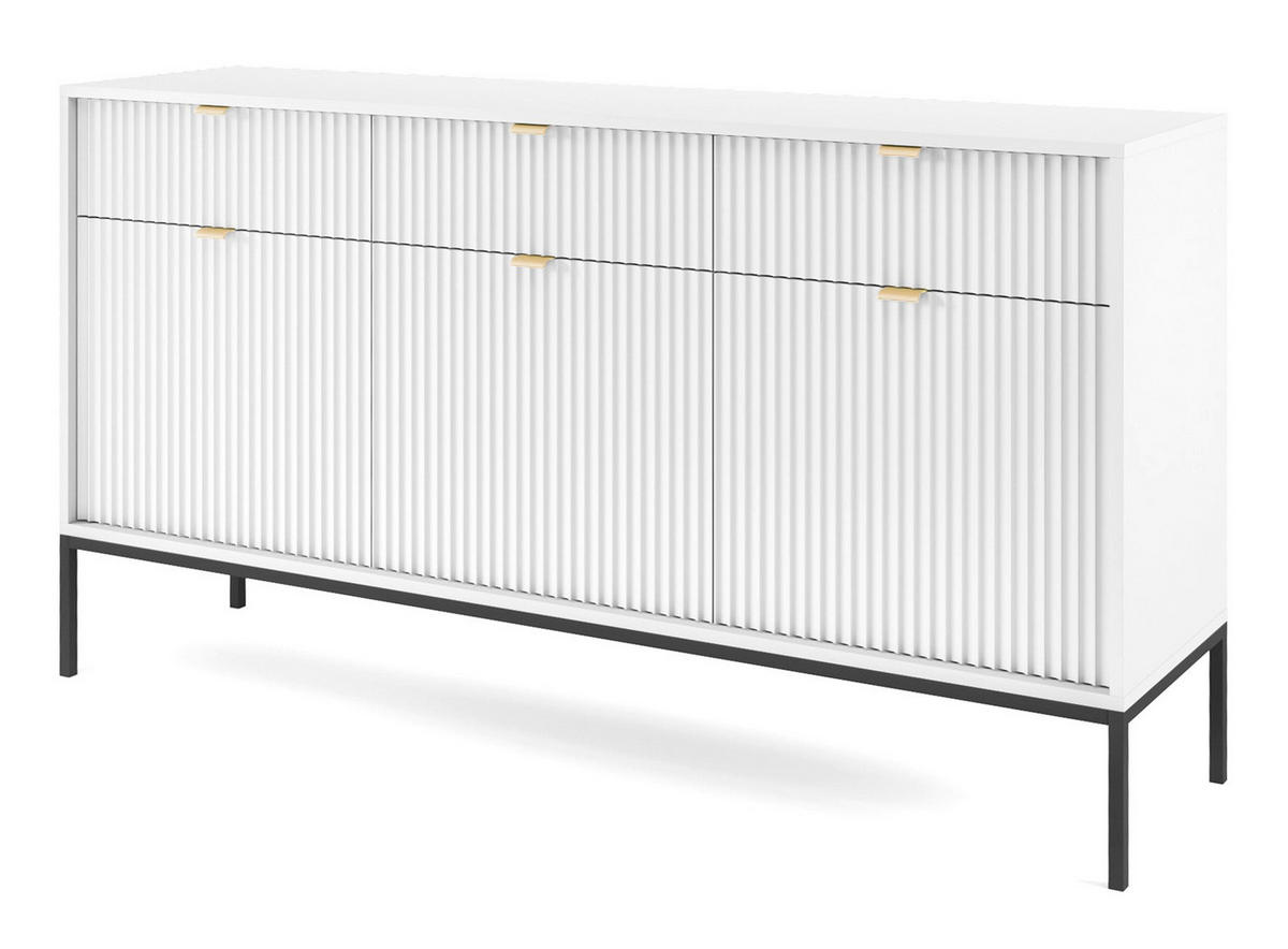 SIDEBOARD Vellore Weiß 154 cm - Goldfarben/Schwarz, Holzwerkstoff/Metall (154/83/39cm) - Selsey