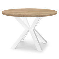 ESSTISCH RAL mit Holzbeinen, Durchmesser: 90 / 140 cm Eiche Sonoma / Weiß - Weiß/Sonoma Eiche, Holz (90/140/77cm) - Dekori_Interiors