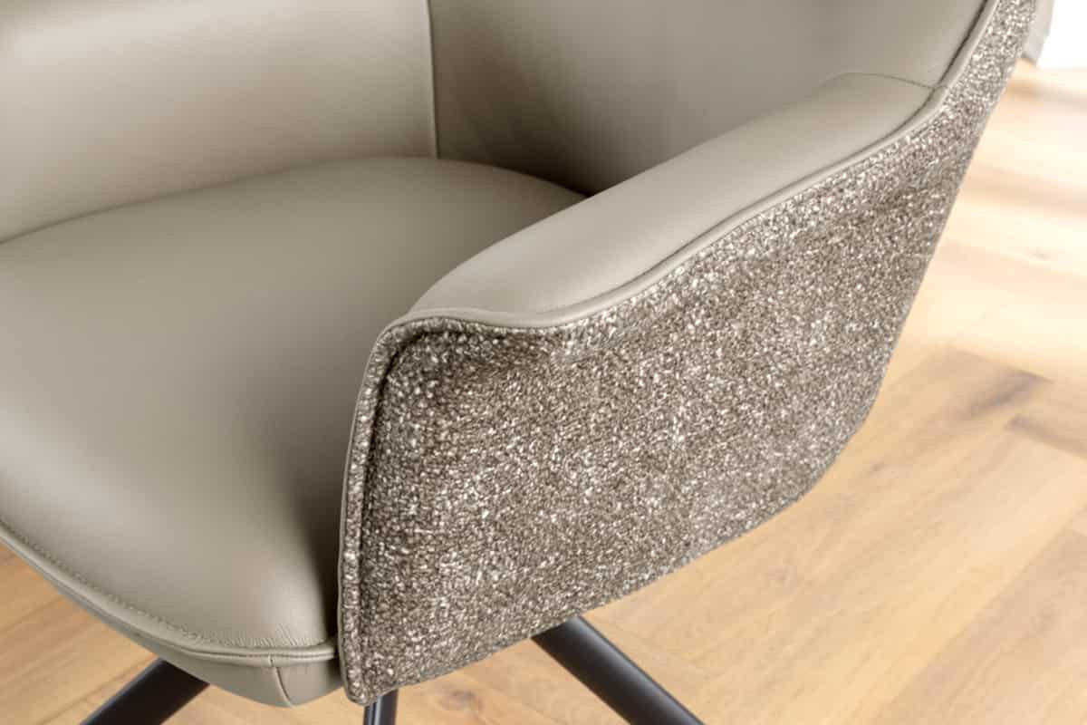 STUHL LE GRAND Echtleder Taupe 90 cm - Taupe/Schwarz, Leder/Textil (66/87/68cm) - riess-ambiente