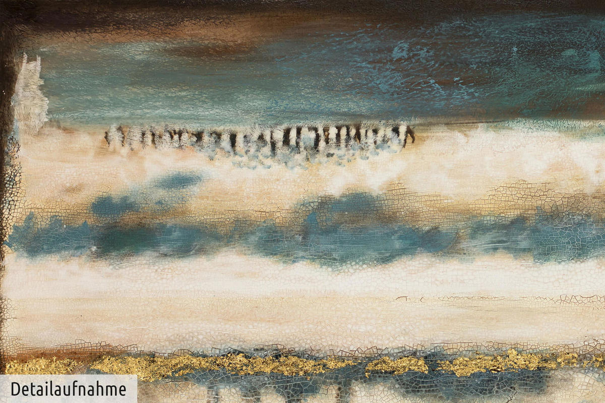 ACRYLBILD HANDGEMALT 120/80 cm - Blau/Beige, Holz/Textil (1.4/80cm) - KUNSTLOFT