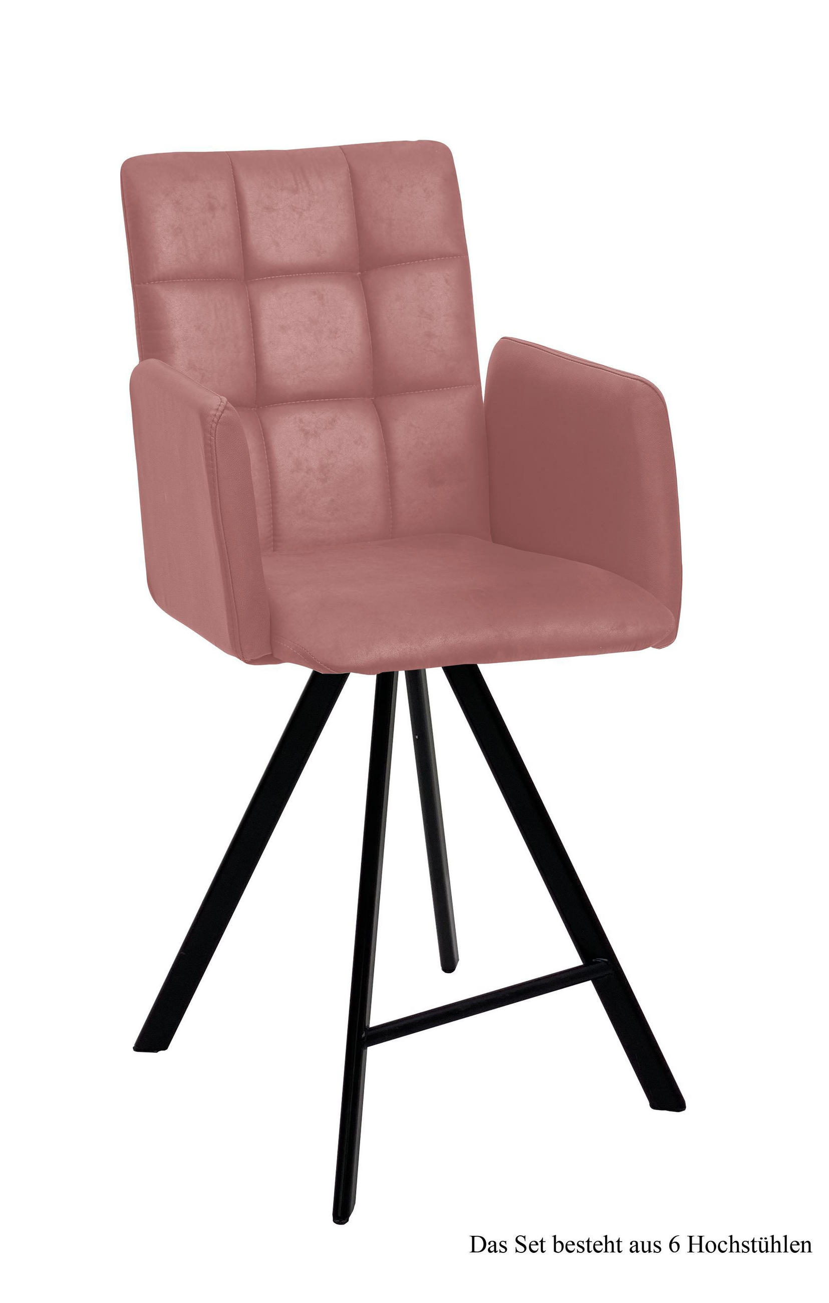 THEKENSTUHL drehbar (6er-Set) Devalyn 52x108x60 Schwarz/Rosewood - Dunkelrosa/Schwarz, Kunststoff (60/108/52cm) - 58aufmkessel