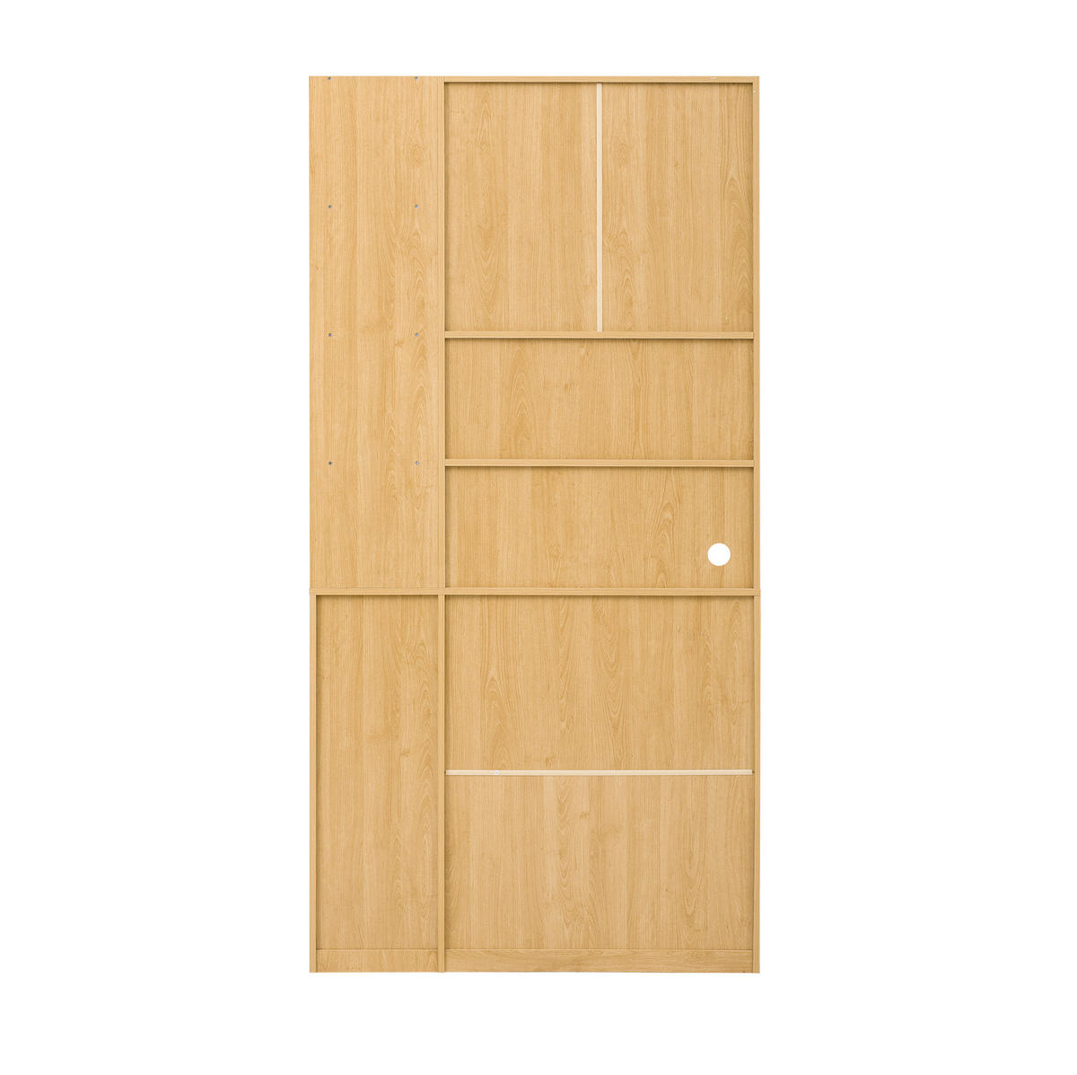 HIGHBOARD 100/40/200 cm mit Schubladen, Glastüren und ausziehbarer Ablage aus MDF, Weiß/Natur - Hellbraun/Weiß, Holzwerkstoff (100/200/40cm) - Redom