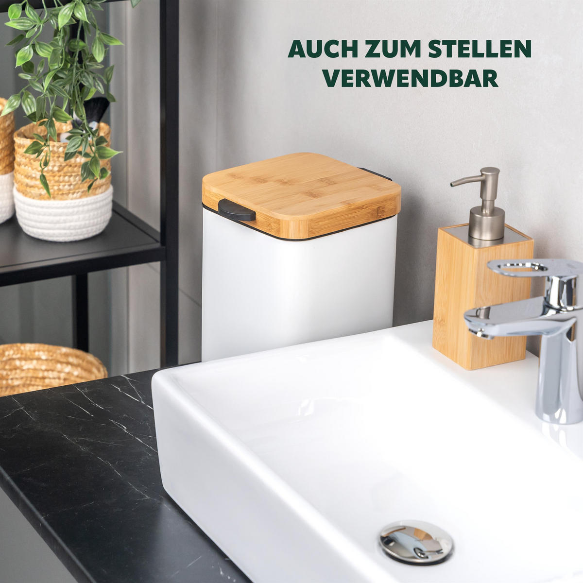 WAND-KOSMETIKEIMER 3 L, eckig, weiß - Weiß, Metall (16/24/23cm) - bremermann