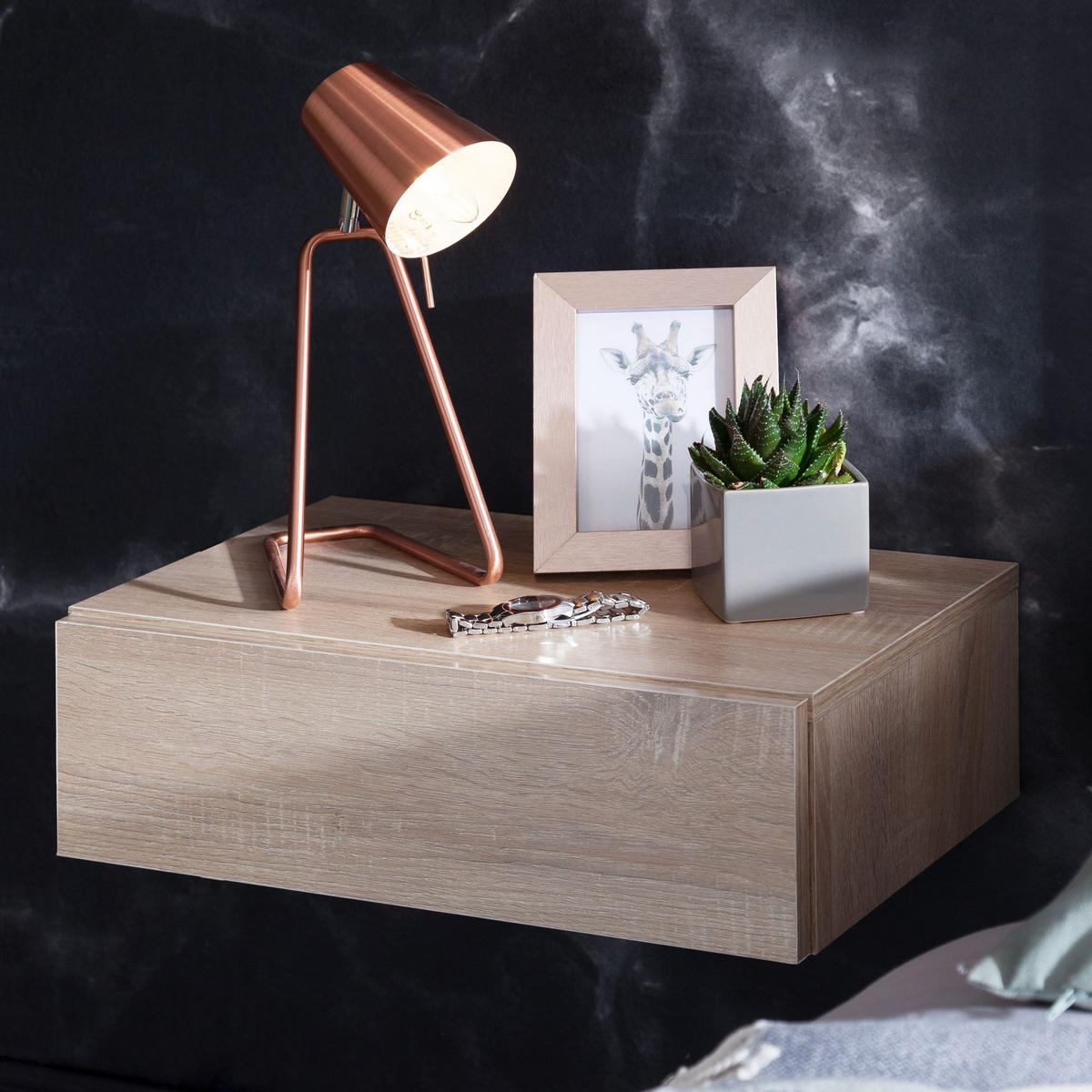 NACHTKONSOLE BESTAMI Holz Beistelltisch - Sonoma Eiche, Holzwerkstoff (30/15/46cm) - tinkaro