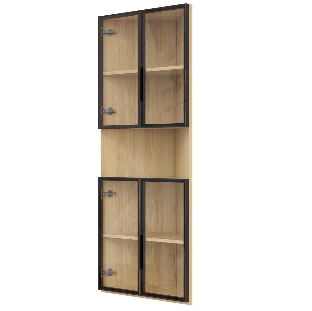 ECKVITRINE aus MDF 62x32x160 cm Eiche mit LED-Beleuchtung und Soft-Close-Türen - Eichefarben, Holzwerkstoff (62/160/32cm) - IVMEU
