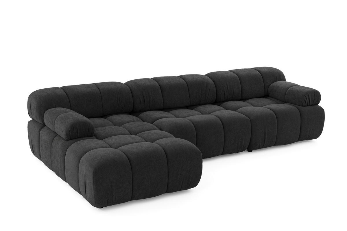 MODULARES Ecksofa MOMENTUM L, Links, Breite 282 cm, strukturierter Stoff, Schwarz - Chromfarben/Schwarz, Holz/Textil (282/155cm) - Muffo