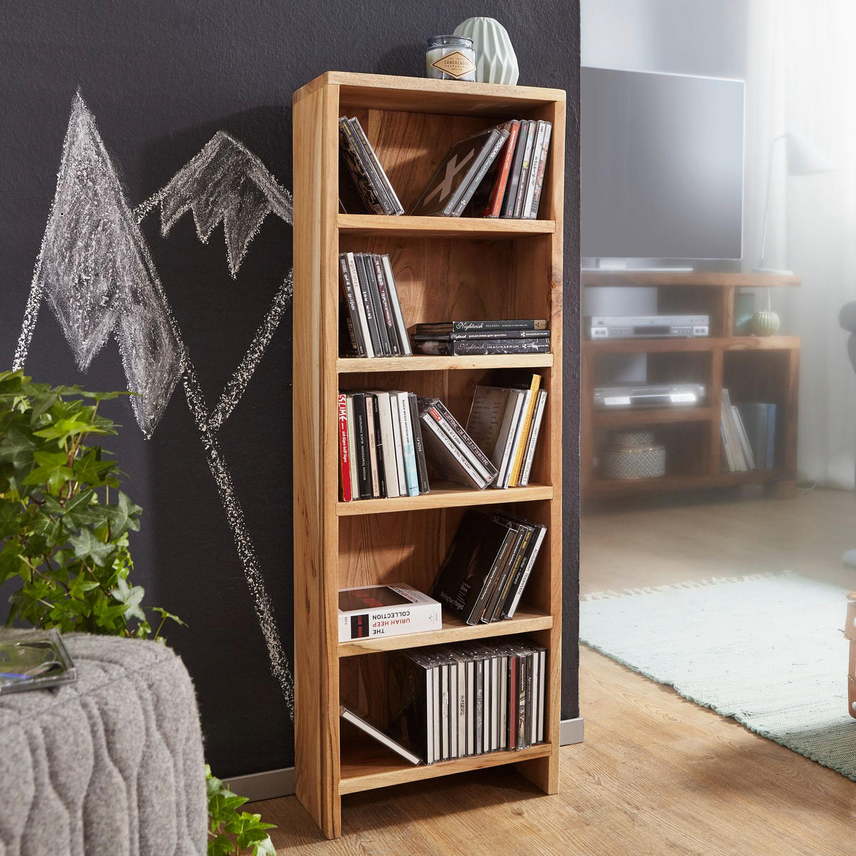 KLEINES Regal NOLA Standregal Akazie - Akaziefarben, Holz (30/90/17cm) - tinkaro