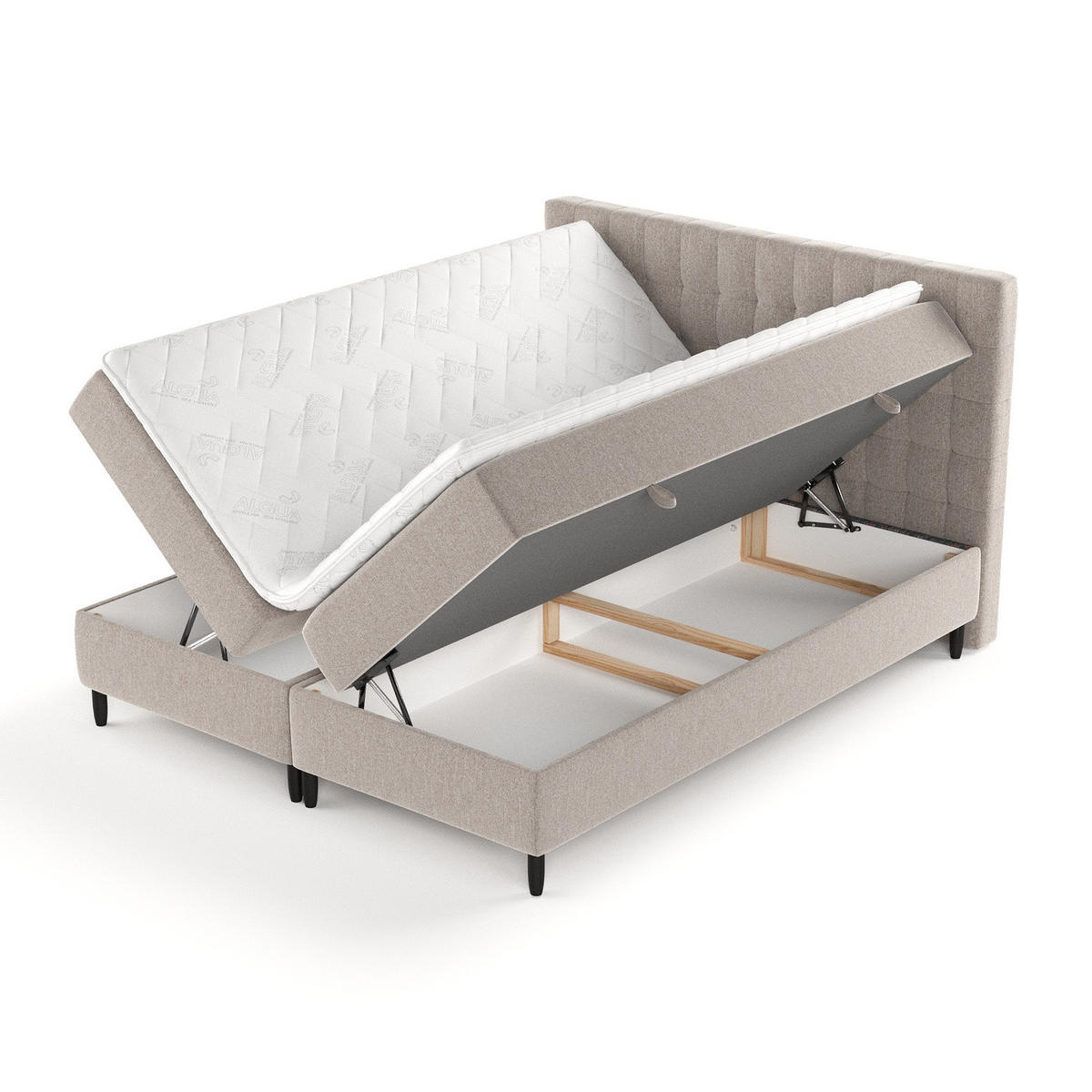 BOXBETT Divine Hellbraun 180/200 cm - Hellbraun/Schwarz, Holz/Holzwerkstoff (180/200cm) - Maison de Reve