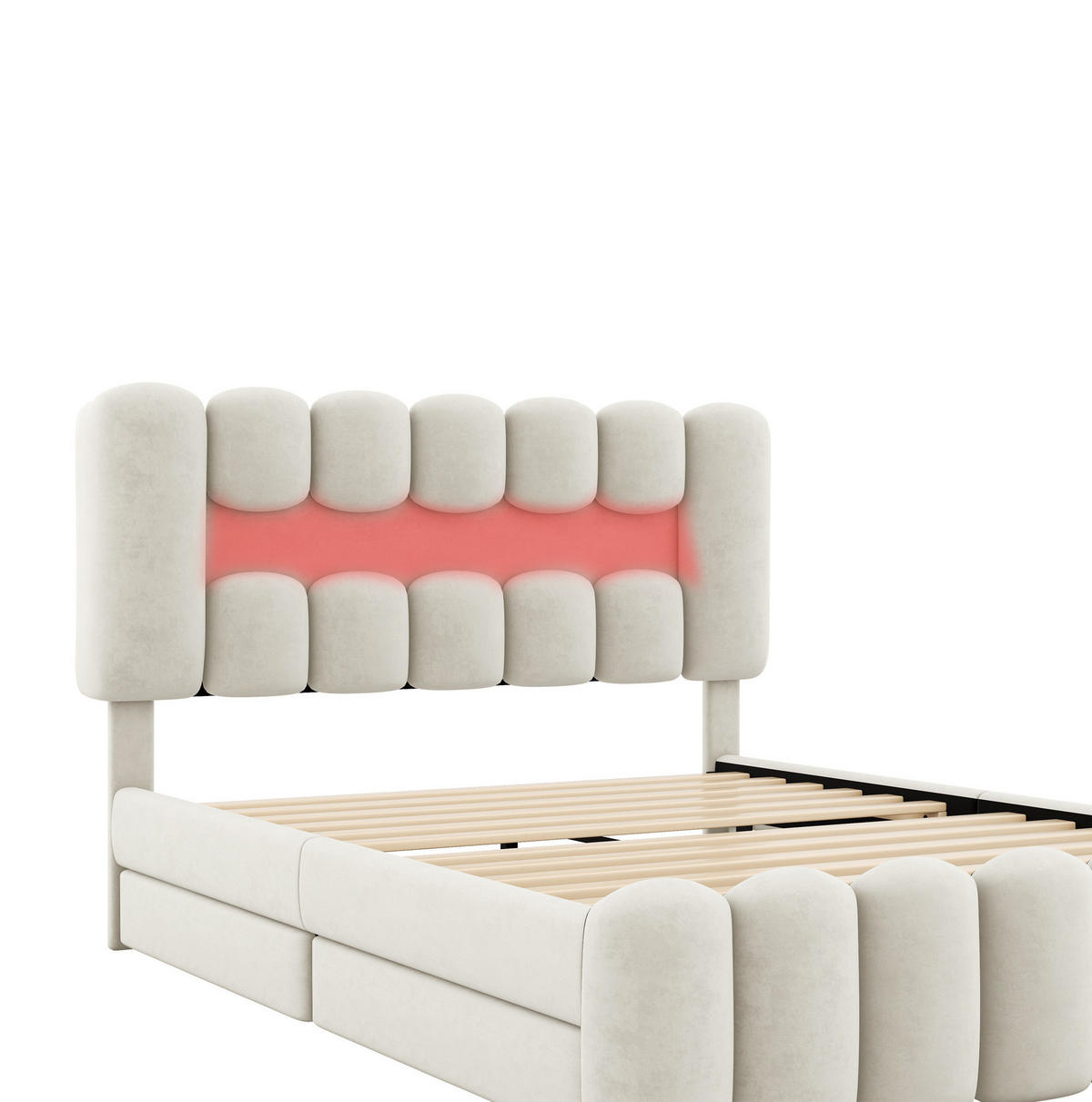 POLSTERBETT 160/200 cm Beige mit 4 Schubladen, USB und LED-Beleuchtung - Beige, Textil (160/200cm) - OKWISH
